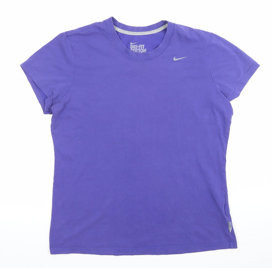 Nike Womens Purple XL Dri-Fit Cotton Crew Neck Sports T-Shirt