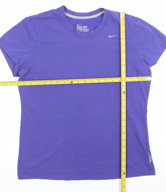 Nike Womens Purple XL Dri-Fit Cotton Crew Neck Sports T-Shirt