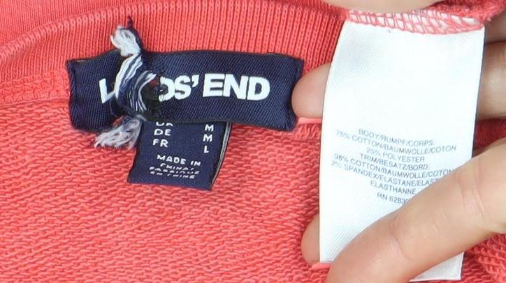 Lands' End Womens Red Pullover Sweatshirt M Crew Neck Cotton Blend