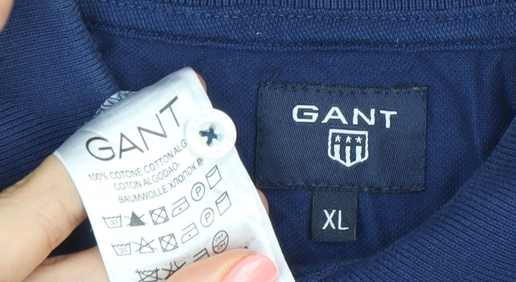 Gant Men’s Blue XL Cotton Polo Shirt Short Sleeve Casual
