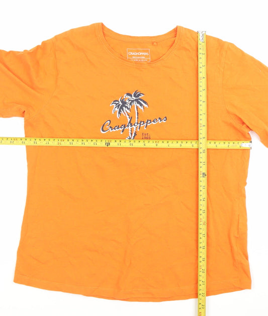Craghoppers Womens Orange Cotton T-Shirt Size 14 Short Sleeve