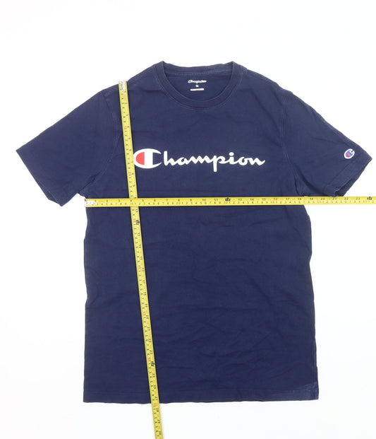 Champion Men's Blue Medium Logo Graphic Crew Neck T-Shirt