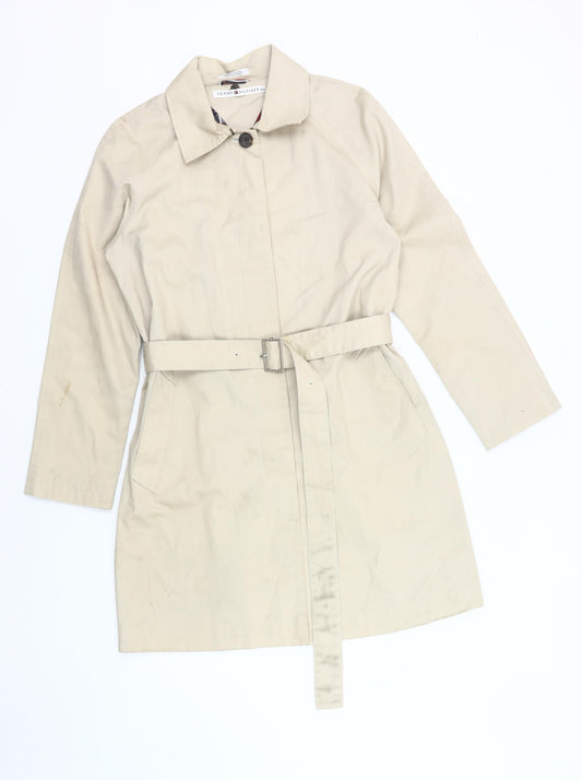 Tommy Hilfiger Womens Beige Trench Coat S Belted Mid-Length