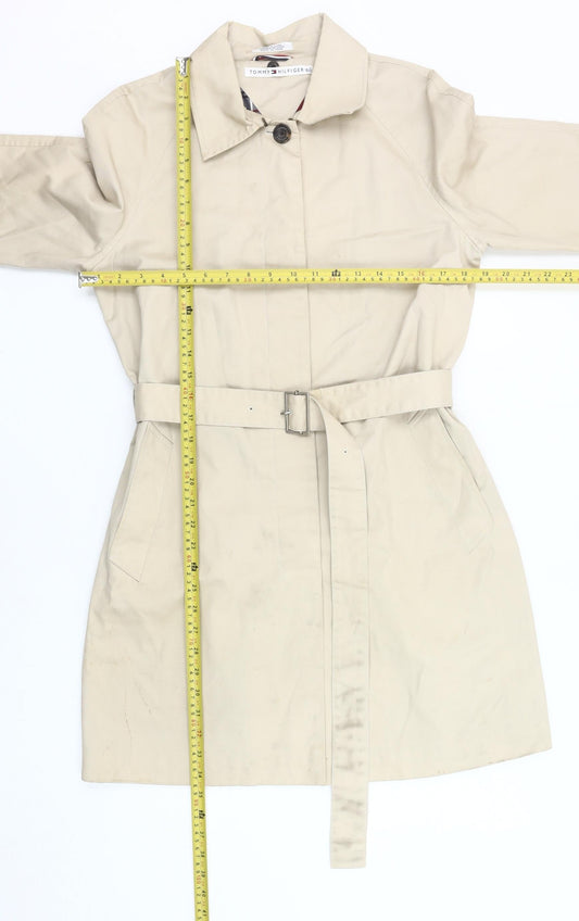 Tommy Hilfiger Womens Beige Trench Coat S Belted Mid-Length
