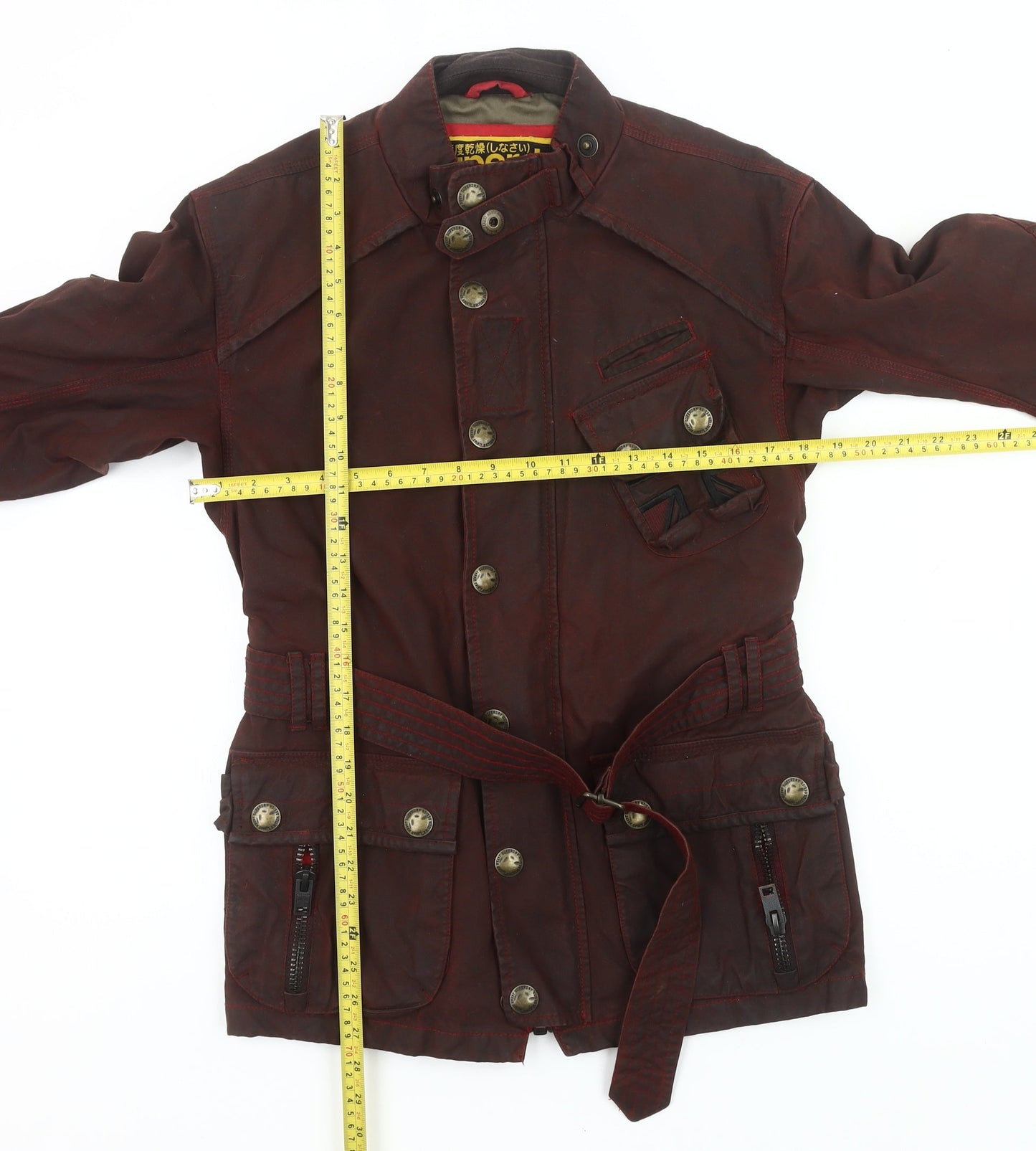 Superdry Men's Red Waxed Cotton Military Jacket L