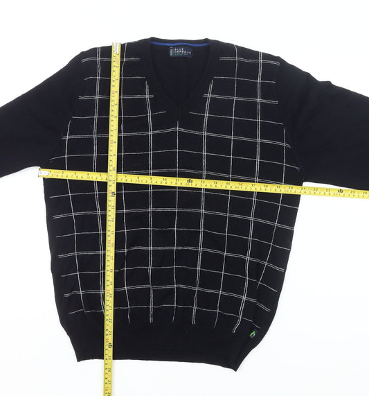 Marks and Spencer Men’s Blue V-Neck Check Golf Jumper Medium
