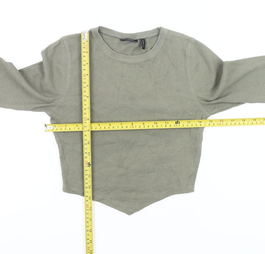 ASOS Design Women’s Green Size 8 Cropped Long Sleeve Slim Fit Top