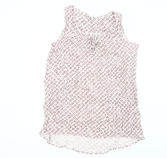 FatFace Womens Pink Geometric Cotton Tunic Blouse Size 14 Sleeveless