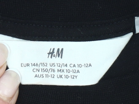 Additional view of H&M girls’ black barbie cropped t-shirt 11-12y cotton casual summer