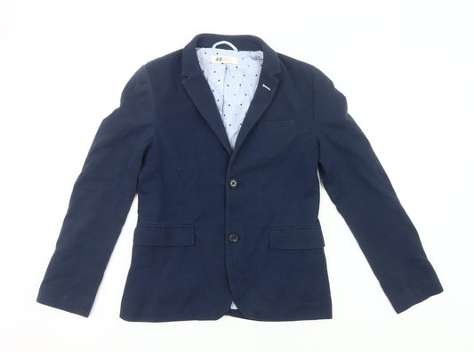 H&M Boys Blue Suit Jacket 10 Years Notch Lapel Single-Breasted Formal