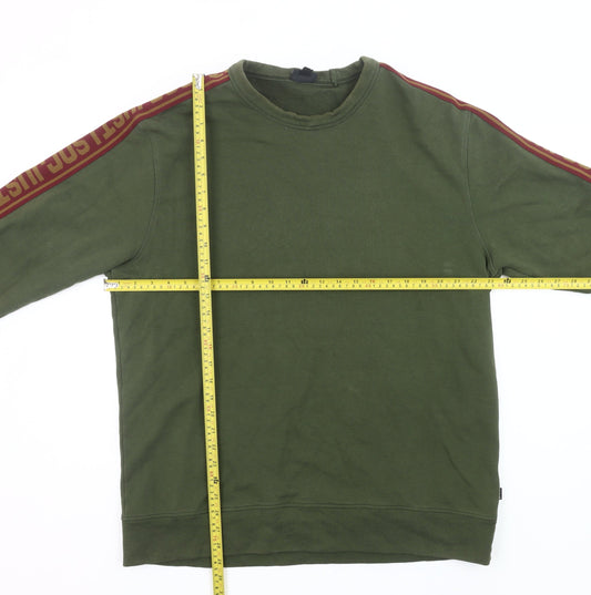 Just Cavalli Men’s Green XL Pullover Logo Sweatshirt Crew Neck