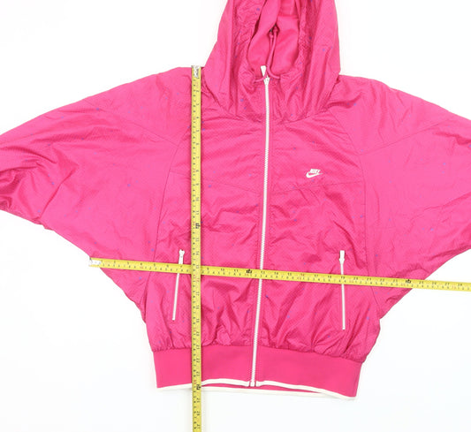 Nike Womens Pink Windbreaker Jacket L Hooded Sportswear Zip