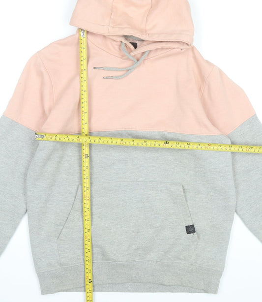Soulstar Womens Grey Pink Pullover Hoodie Small Colourblock Cotton Blend