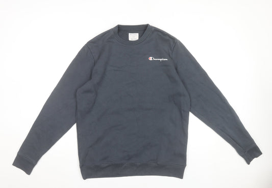 Champion Men’s Black Pullover Sweatshirt M Regular Crew Neck Logo