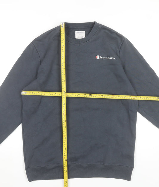 Champion Men’s Black Pullover Sweatshirt M Regular Crew Neck Logo