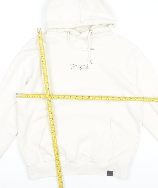 Pull & Bear Men’s White Graphic Print Pullover Hoodie Size S