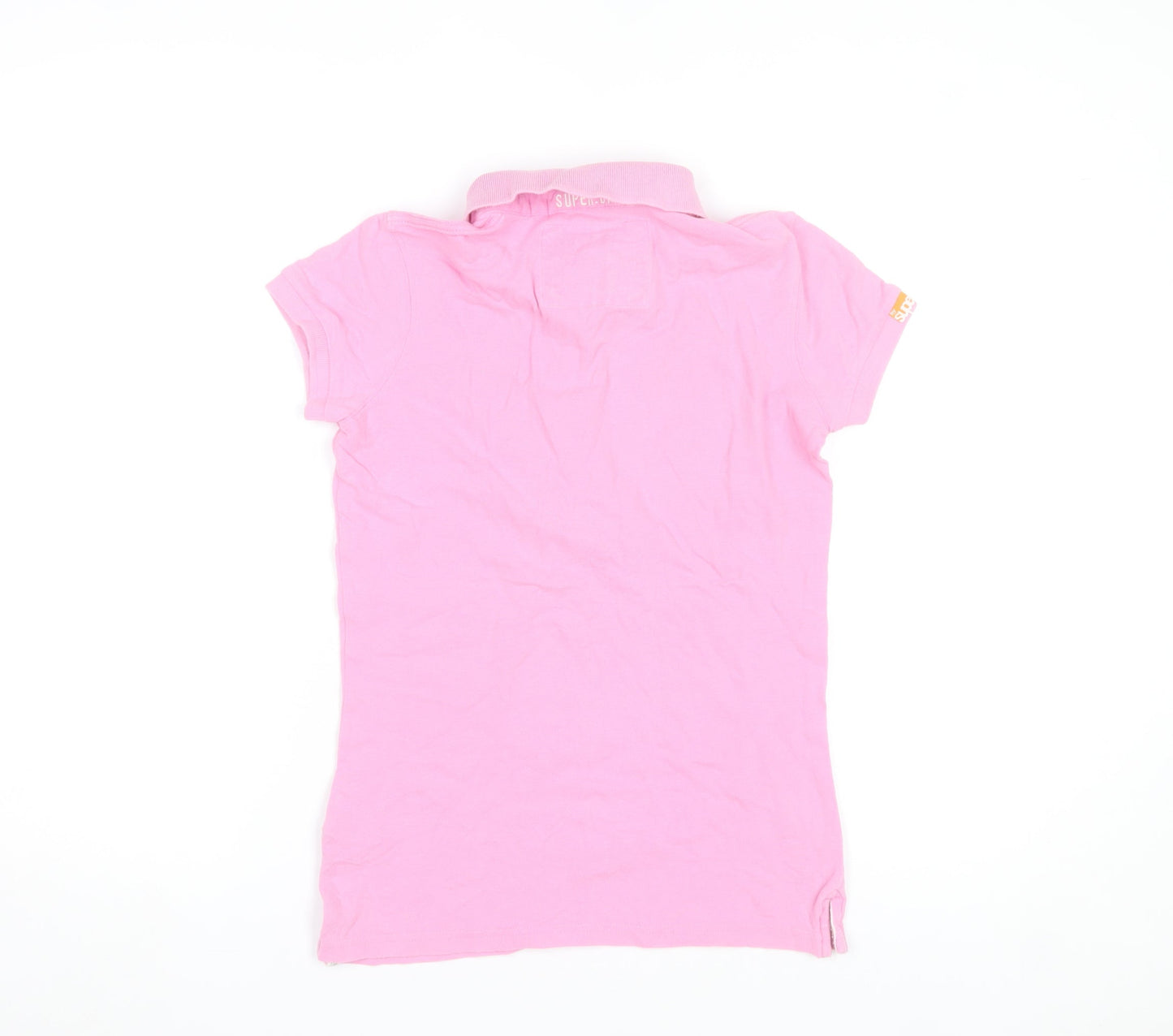 Superdry Womens Pink Polo Shirt M Slim Fit Embroidered Casual