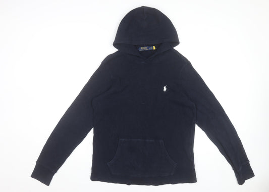 Ralph Lauren Men’s Blue Pullover Hoodie Size M Cotton Logo