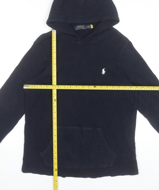Ralph Lauren Men’s Blue Pullover Hoodie Size M Cotton Logo