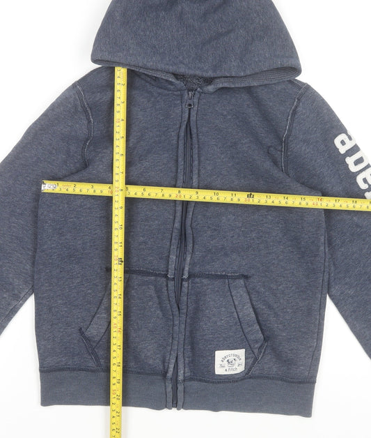 Abercrombie Boys Blue Full Zip Hoodie L Logo Hooded Sweatshirt