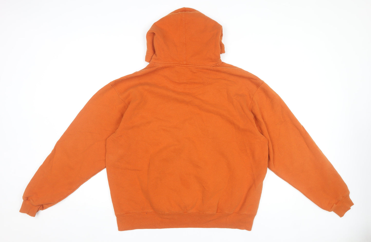 Champion Men’s Orange Pullover Hoodie Size L Logo Fleece Sweatshirt