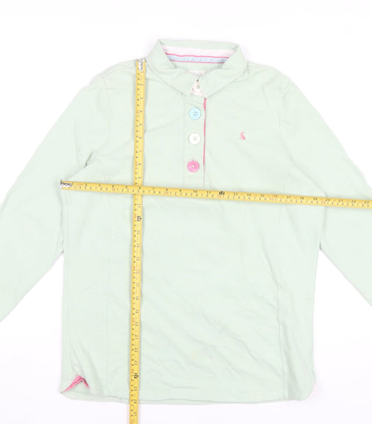Joules Womens Sage Green Polo Shirt Size 12 Long Sleeve Cotton
