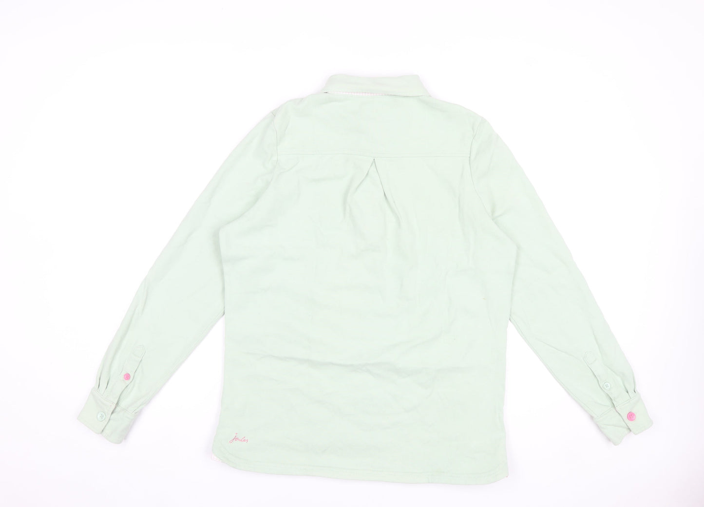 Joules Womens Sage Green Polo Shirt Size 12 Long Sleeve Cotton