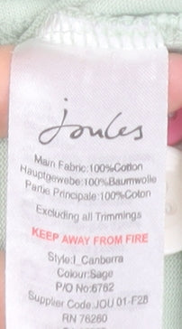 Joules Womens Sage Green Polo Shirt Size 12 Long Sleeve Cotton