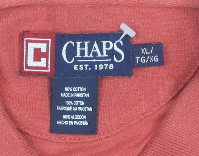 Chaps Men Red XL Cotton Polo Shirt Short Sleeve Classic Casual