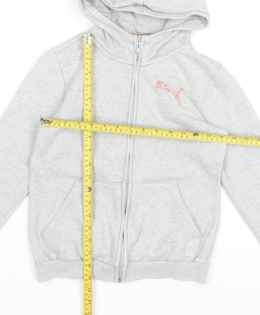 Puma Boys Grey Full Zip Hoodie 11-12 Years Regular Fit Casual Sportswear
