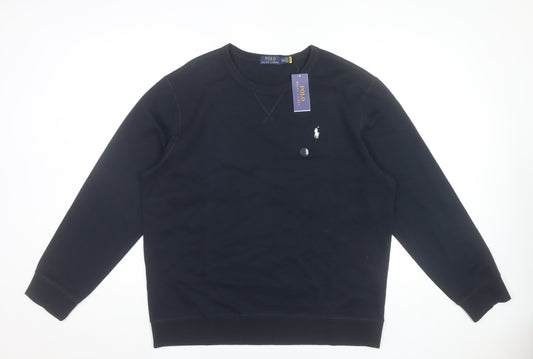 Ralph Lauren Men’s Blue 2XL Crew Neck Logo Pullover Sweatshirt