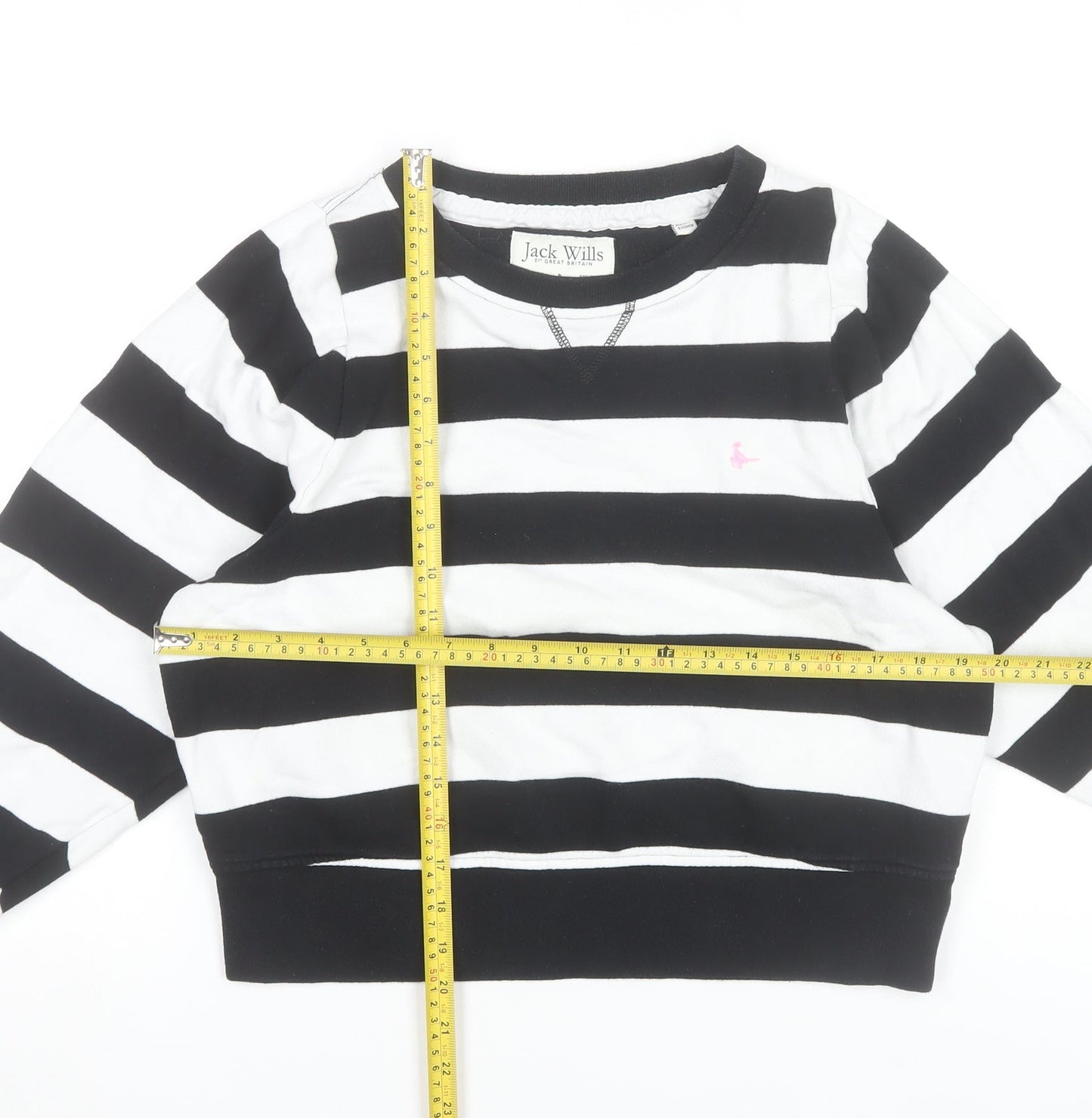 Jack Wills Women Black White Striped Pullover Sweatshirt UK 10
