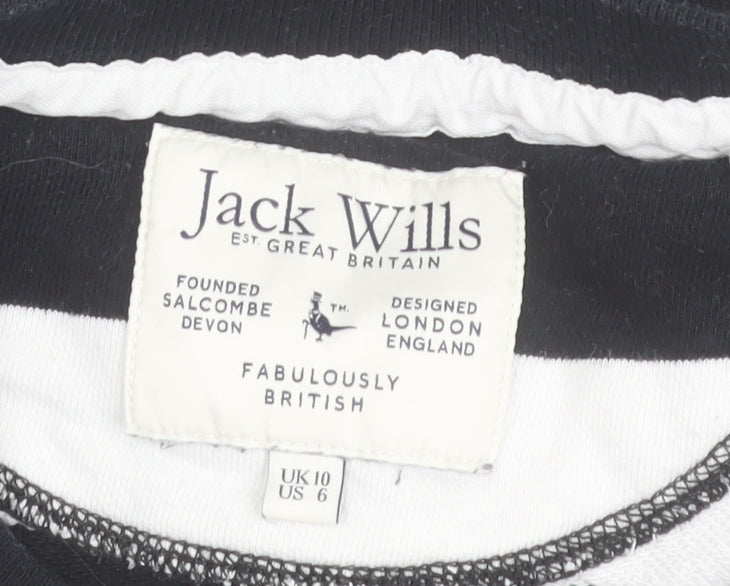 Jack Wills Women Black White Striped Pullover Sweatshirt UK 10