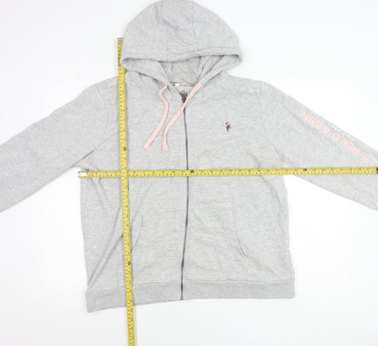 U.S. Polo Assn. Womens Grey Hoodie Jacket Size 16 Full Zip