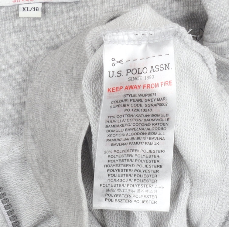 U.S. Polo Assn. Womens Grey Hoodie Jacket Size 16 Full Zip