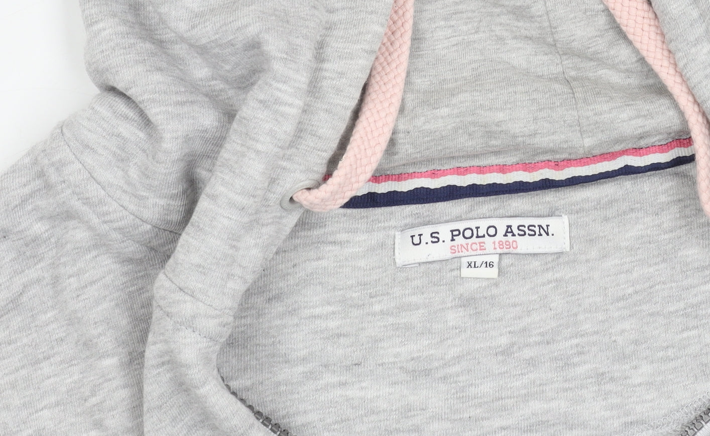 U.S. Polo Assn. Womens Grey Hoodie Jacket Size 16 Full Zip