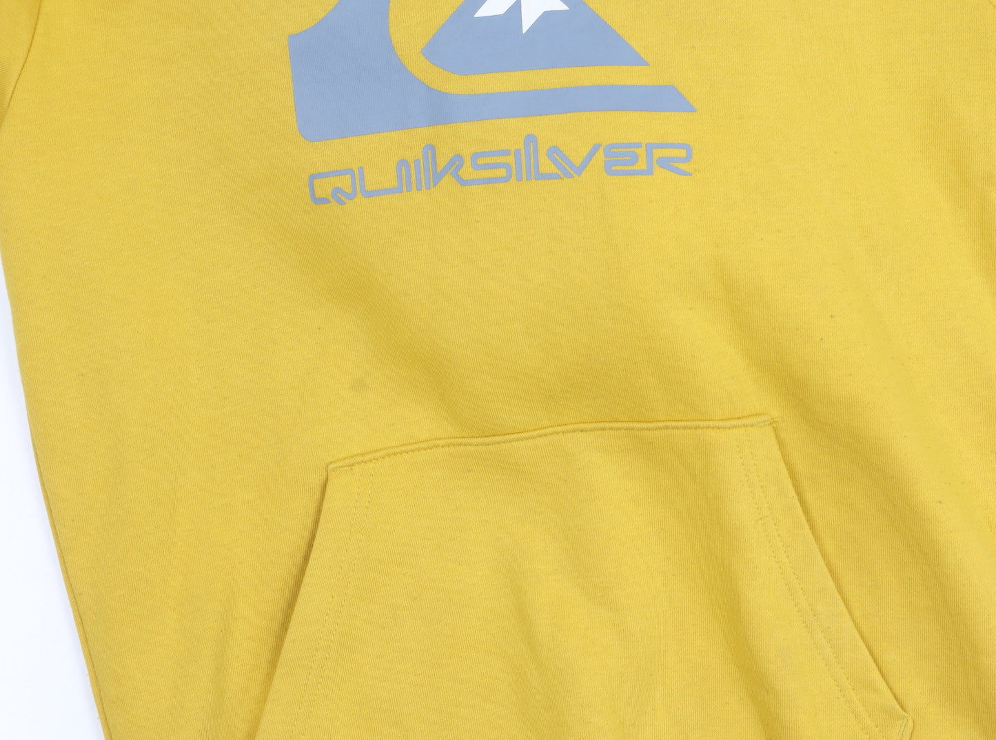 Quiksilver Boys Yellow Pullover Hoodie 14 Years Logo Graphic Surf Skate