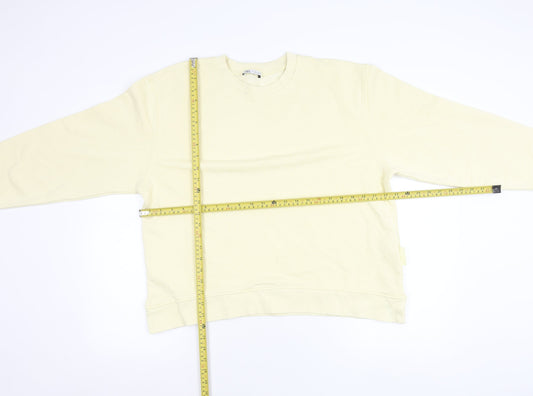 Zara Women Ivory Crew Neck Long Sleeve Pullover Sweatshirt Size L