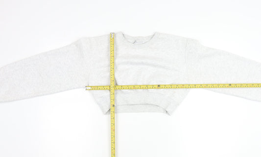Zara Women Grey Cotton Blend Pullover Sweatshirt Size S