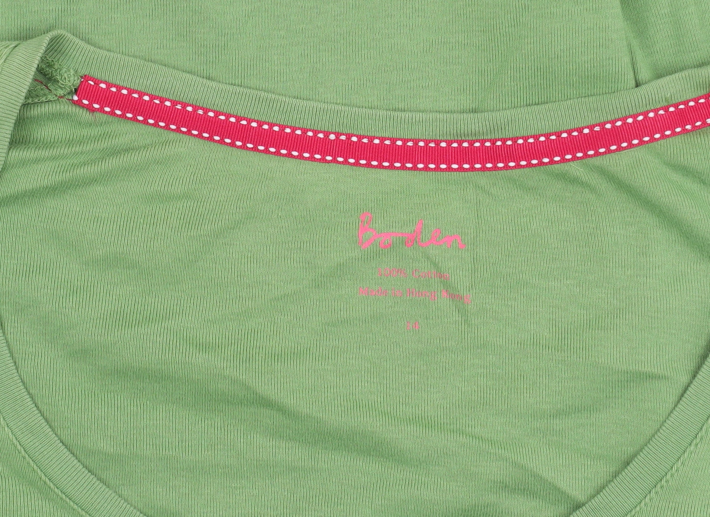 Boden Womens Green Long Sleeve Cotton Scoop Neck T-Shirt Size 14