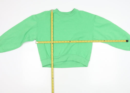 Zara Womens Green Crew Neck Pullover Sweatshirt Size S
