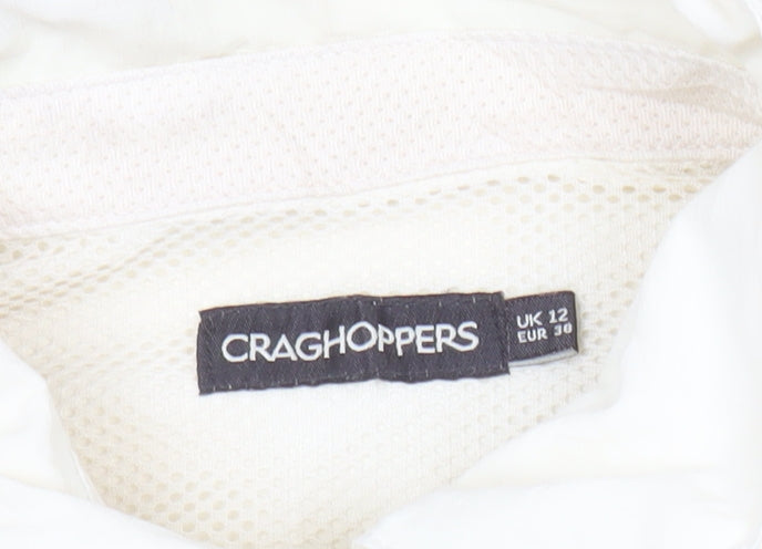 Craghoppers Womens Ivory Button-Up Shirt UK12 Long Sleeve Outdoor Travel