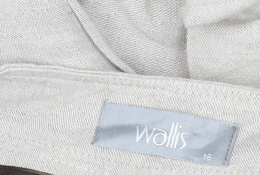Wallis Women’s Beige Linen Blend Straight Leg Trousers Size 16
