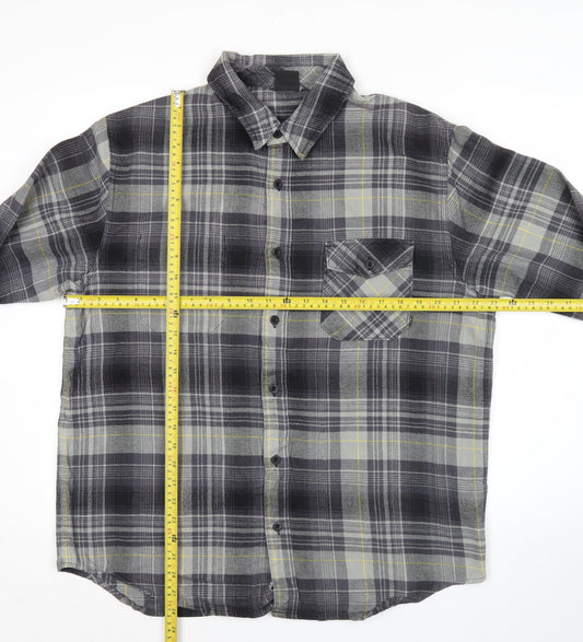 Nike Men's Grey Plaid Flannel Button-Up Shirt L Long Sleeve