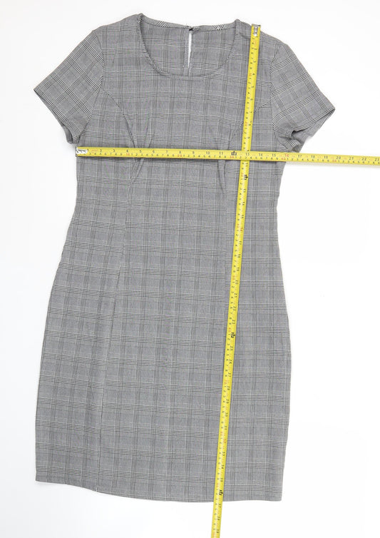 Apricot Women’s Grey Check Sheath Dress Size 12 Workwear