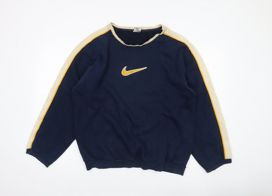Nike Mens Medium Blue Pullover Sweatshirt Logo Crew Neck
