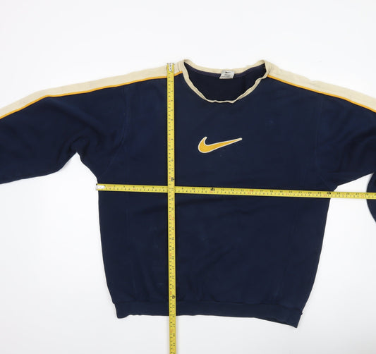 Nike Mens Medium Blue Pullover Sweatshirt Logo Crew Neck