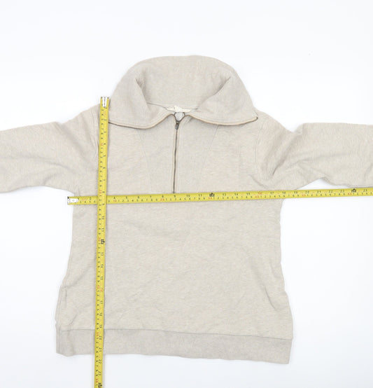 Seasalt Cornwall Women’s Beige Organic Cotton 1/4 Zip Sweatshirt UK 8