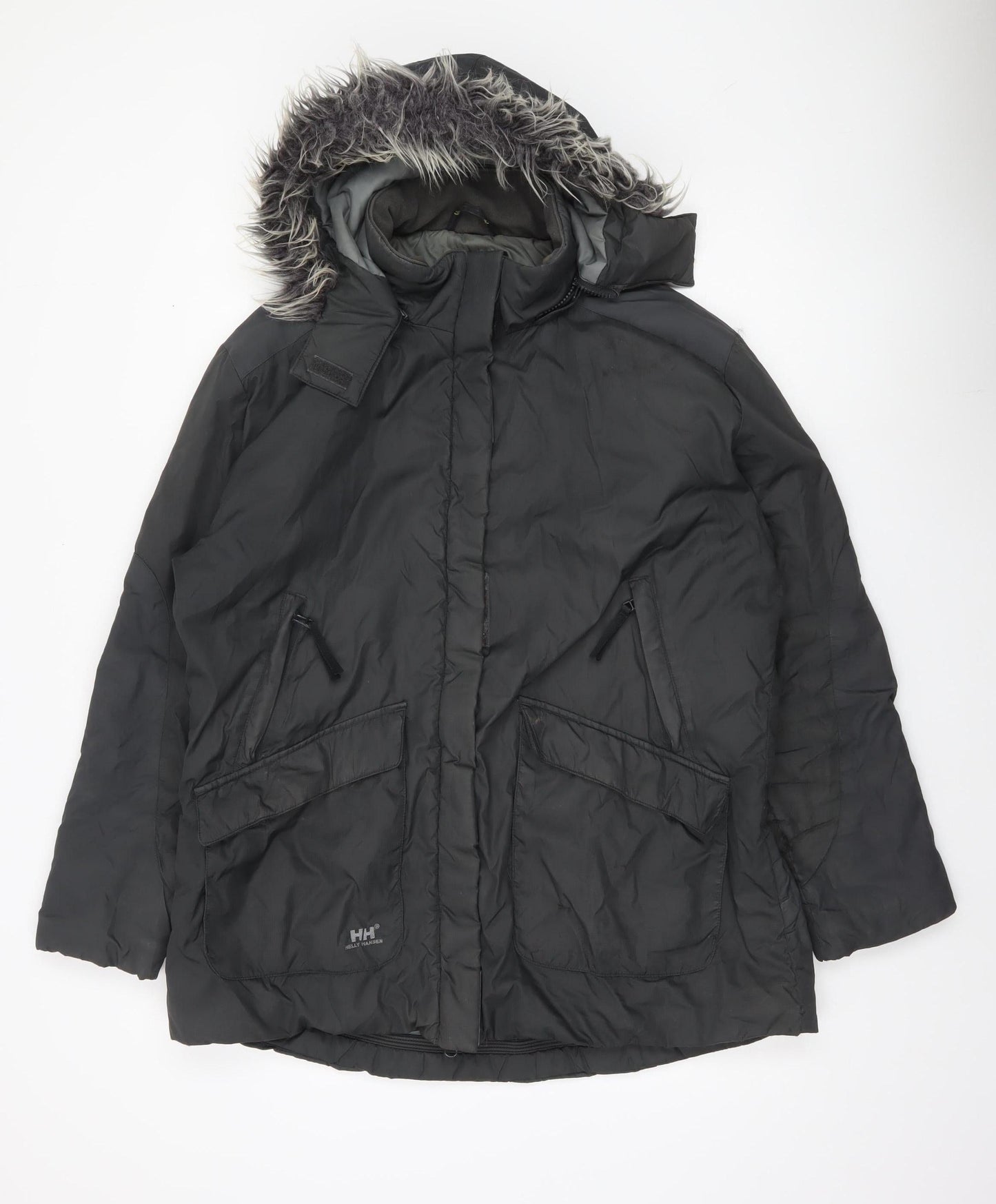 Helly Hansen Men’s Black L Parka Coat Hooded Waterproof Winter