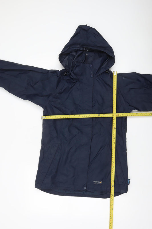 Regatta Womens Blue Size 8 Waterproof Hooded Rain Coat Jacket